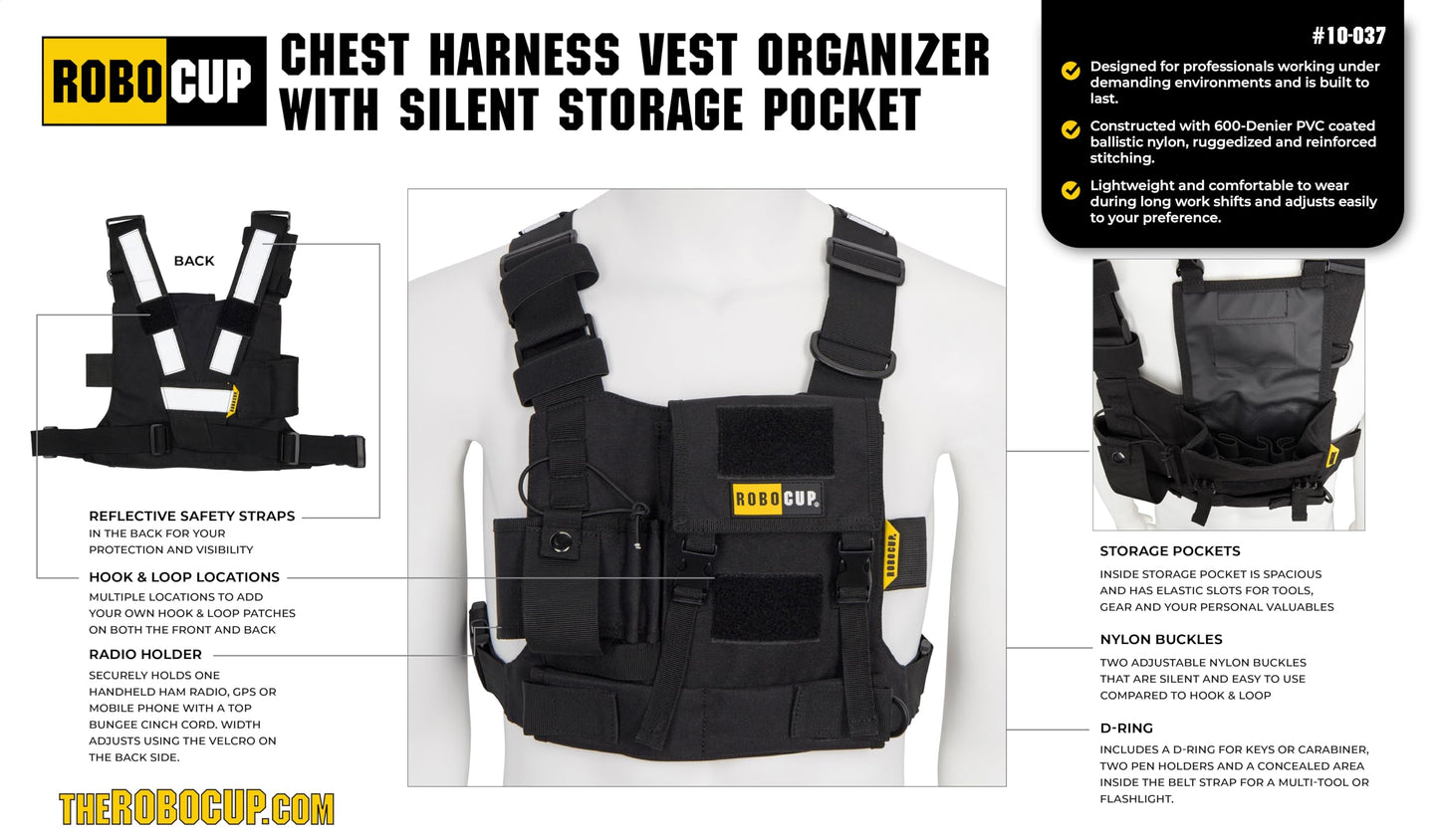 Chest Harness with Silent Storage Pocket by ROBOCUP - Grip Support Store