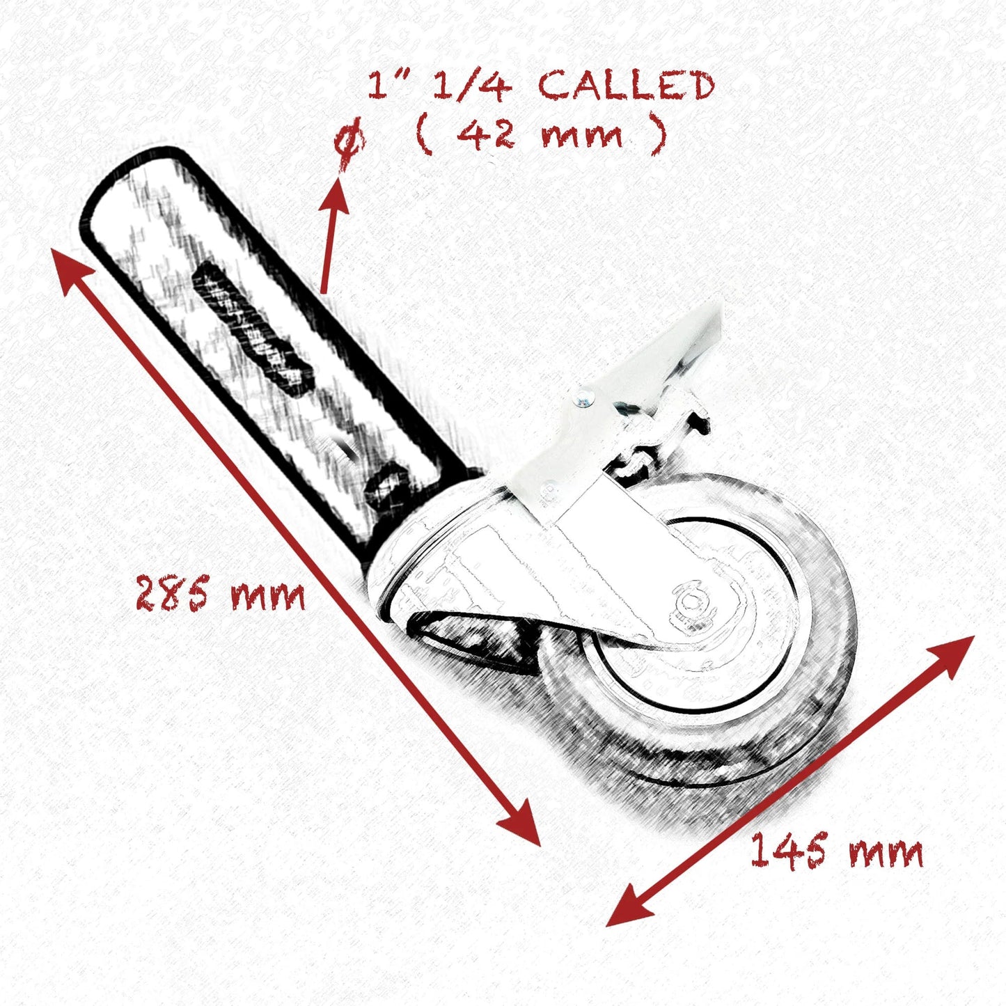 1"1/4 (CALLED) 42mm STARTER PIN WITH 100mm (4") WHEELS SET - Grip Support Store