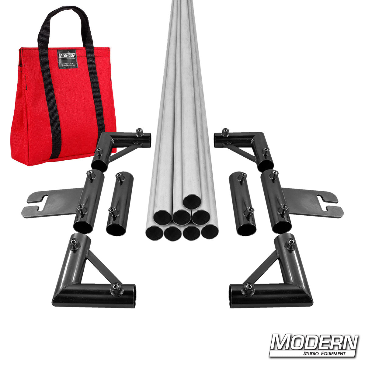 8' x 8' Breakdown Frame for Speed-Rail® with red bag— heavy-duty aluminum grip frame for film & TV production, lighting, and rigging equipment | Modern Studio Equipment