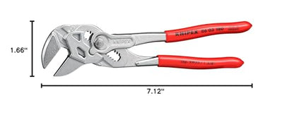 KNIPEX - Cobra Pliers, 7-1/4-Inch, Chrome (86 03 180), Red - Grip Support Store