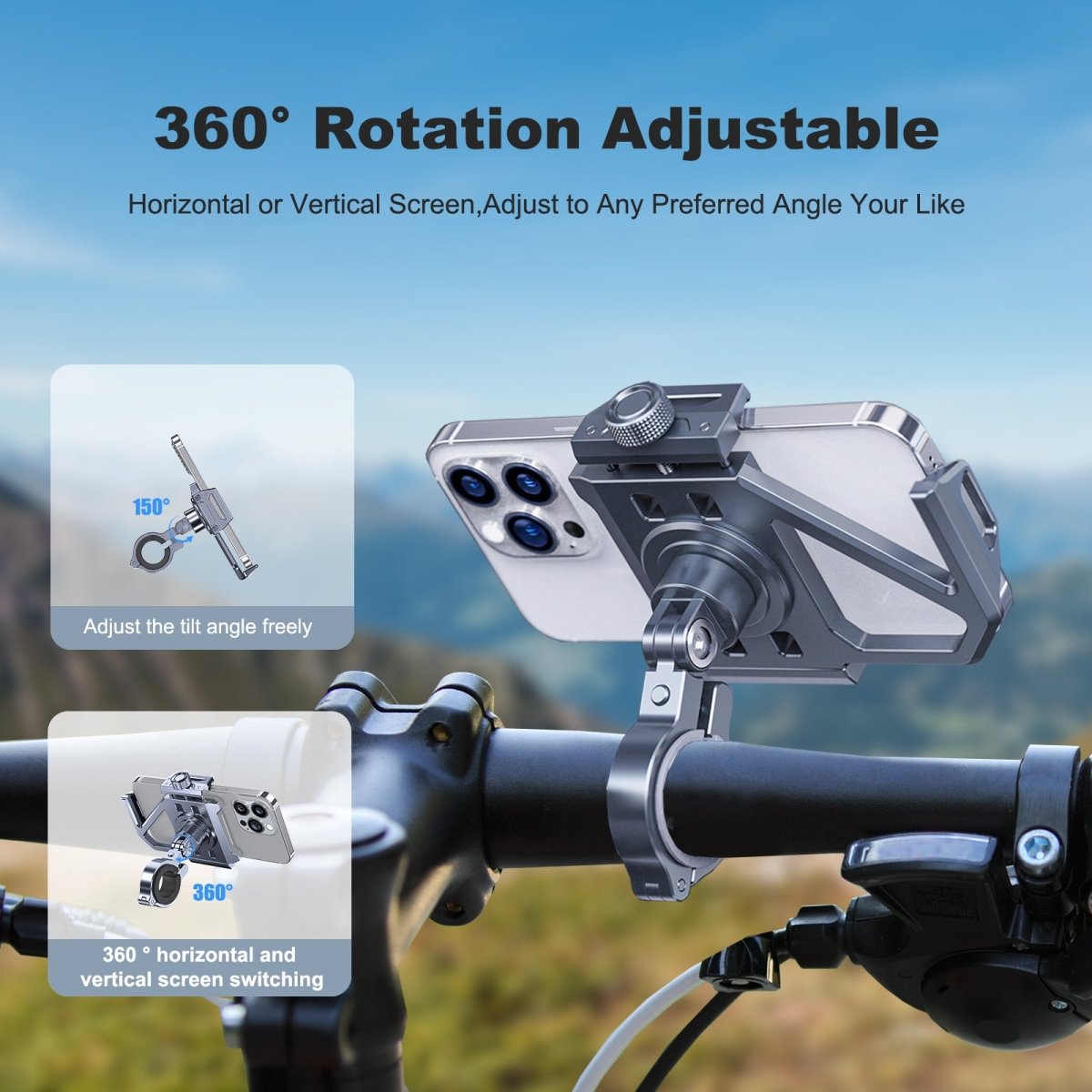 Mechrig 360° Rotating Aluminum Alloy Cycling Phone Holder - Grip Support Store
