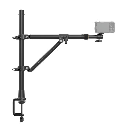 SMALLRIG Triangle Camera Desk Mount, Max. Load 3kg/ 6.6lbs, Overhead Mount with Auxiliary Support Rod, with Phone Holder and Small Ball Head for Camera/Phone/Light/Webcam