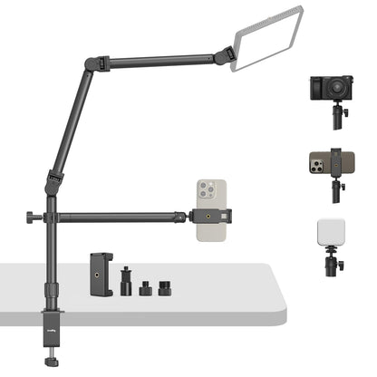 SMALLRIG Overhead Camera Mount, Camera Desk Mount Stand with Flexible Arm, 360° Rotatable Ball Head, DSLR Boom Arm Tabletop C Clamp for Photography Videography Live Stream - 4456