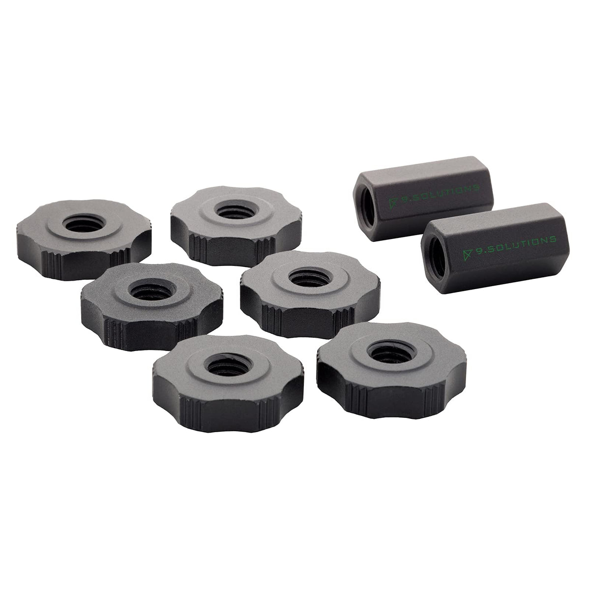 Mini Rigging Rod Set Nuts, Long Nuts, Finger Nuts, Anodized Aluminum, 9.VBROD4
