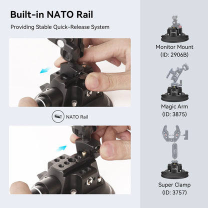 SMALLRIG 4″ Suction Cup Camera Mount, Car Mount for Cameras/Smartphones on Car/Clean and Smooth Surfaces, Max 2kg Load for Speeds up to 80km/h (50mph), Recommend 10kg Load When Stationary - 4122B