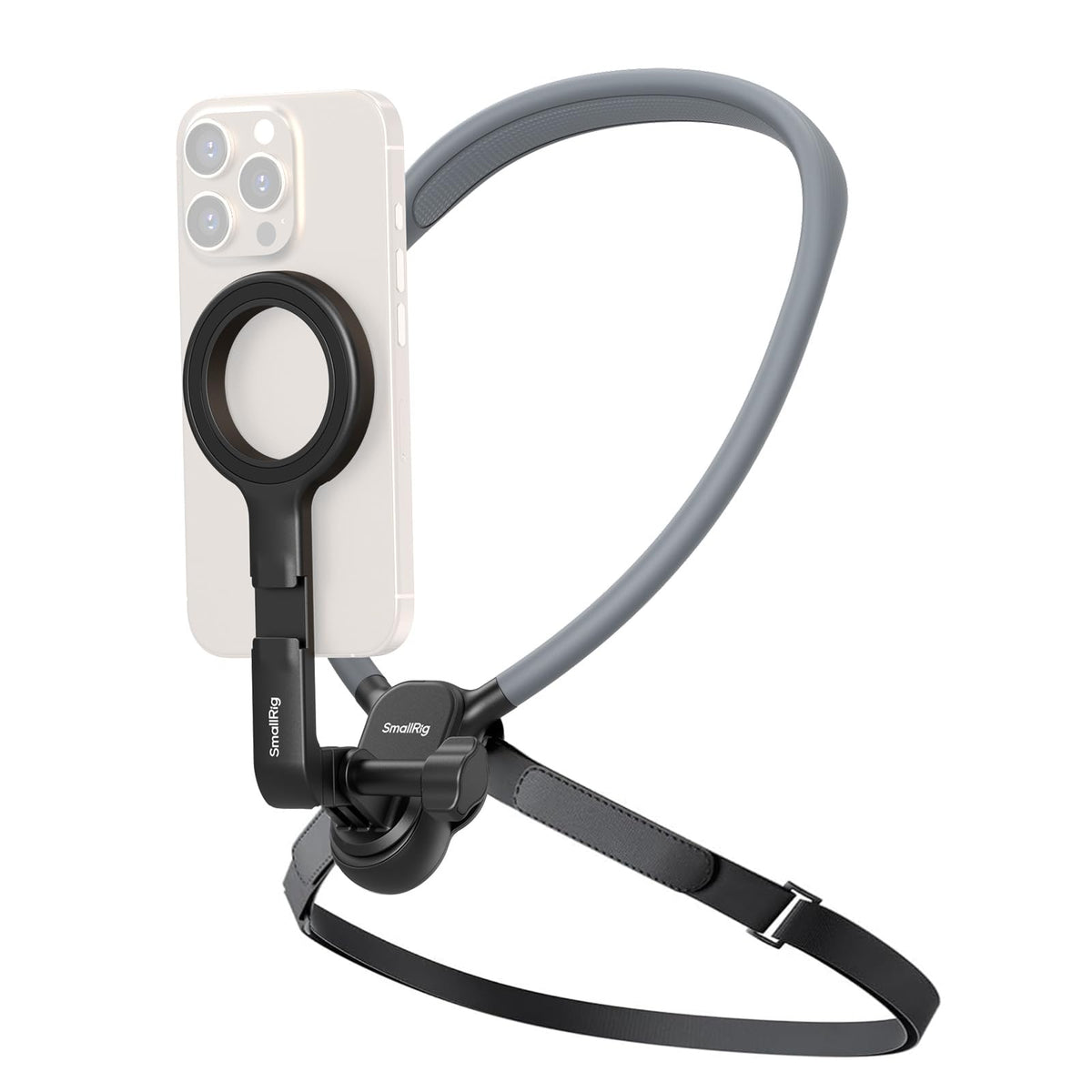 SMALLRIG Magnetic Neck Phone Holder with Chest Strap, Neck Mount for GoPro for DJI Action Camera, Hands Free Phone Holder for POV Recording, for iPhone 17/16/15/14/13/12, Metal Ring for Android - 5127