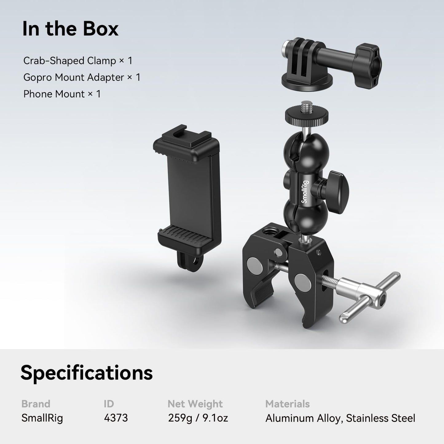 SMALLRIG Camera Mount Kit, Ball Head Magic Arm With Clamp, Super Clamp With Non-Slip Threads for GoPro, Webcam, Camera, Phone, Monitor and Light