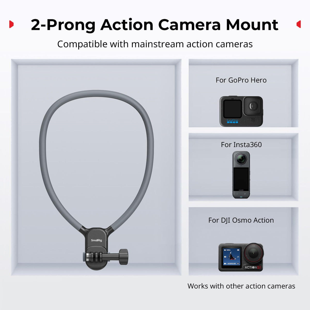 SMALLRIG Magnetic Neck Phone Holder with Chest Strap, Neck Mount for GoPro for DJI Action Camera, Hands Free Phone Holder for POV Recording, for iPhone 17/16/15/14/13/12, Metal Ring for Android - 5127
