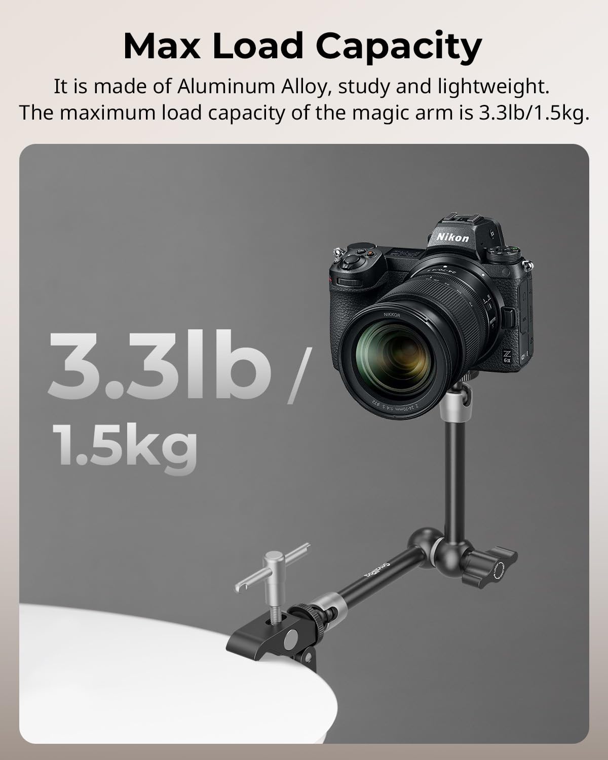 SMALLRIG Clamp w/ 1/4" and 3/8" Thread and 9.8 Inches Adjustable Friction Power Articulating Magic Arm with 1/4" Thread Screw for LCD Monitor/LED Lights - KBUM2732B