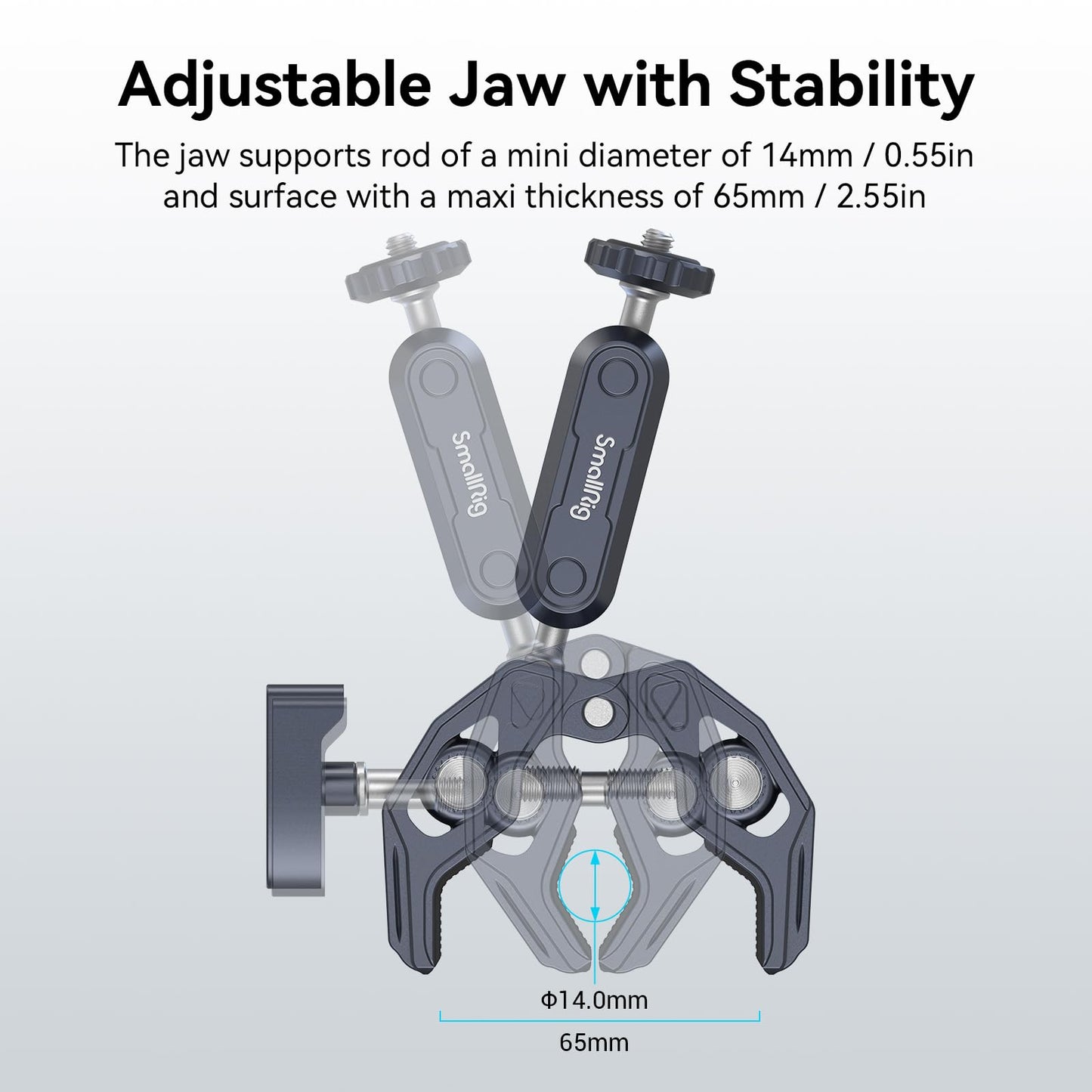 SMALLRIG Camera Mount Clamp, Ballhead Magic Arm and Adapter for Gopro, Camera Monitor Mount with 1/4"-20, 3/8"-16 Threaded Holes, Super Clamp for Gopro/DSLR/Stabilizer