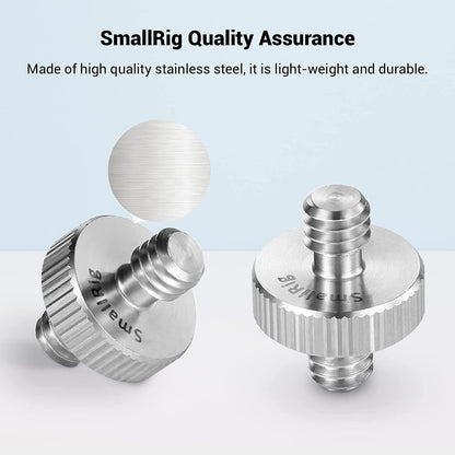SmallRig 1/4" to 1/4" Male Threaded Screw Adapter Double Head Stud for Camera Cage Monitor LED Microphone, Pack of 2-828