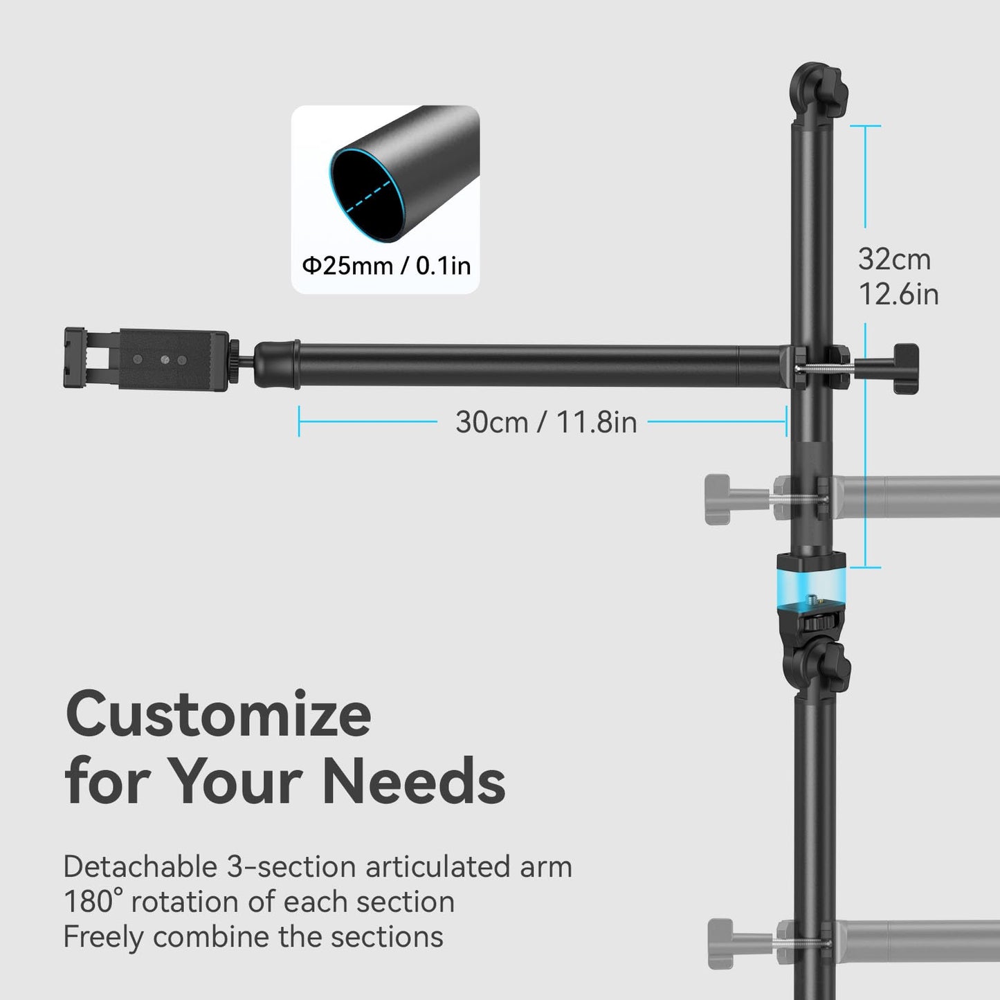 SMALLRIG Overhead Camera Mount, Camera Desk Mount Stand with Flexible Arm, 360° Rotatable Ball Head, DSLR Boom Arm Tabletop C Clamp for Photography Videography Live Stream - 4456