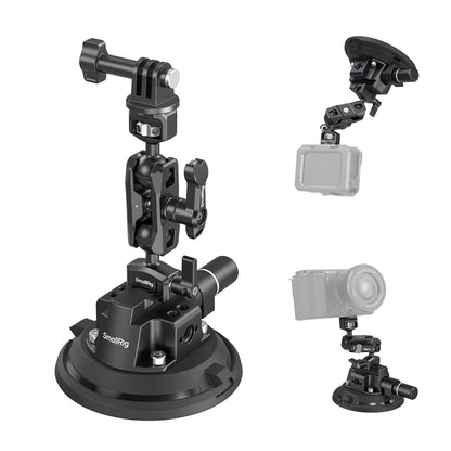 SMALLRIG 4" Camera Suction Mount with Ball Head Magic Arm, Car Mount for Lightweight Camera/Action Camera/Phone, Air Pump Vacuum Suction Cup, Max Load 3kg/6.6 Pound - 4236