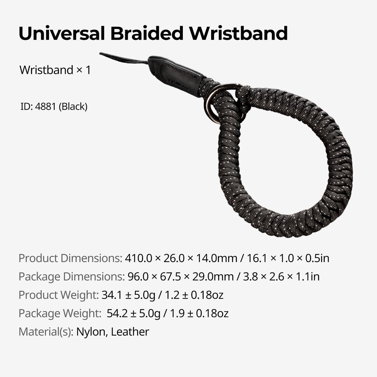 SMALLRIG Camera Wrist Strap, Universal Braided Camera Hand Strap, Adjustable Safety Strap Compatible for DSLR or Mirrorless Camera, Black - 4881