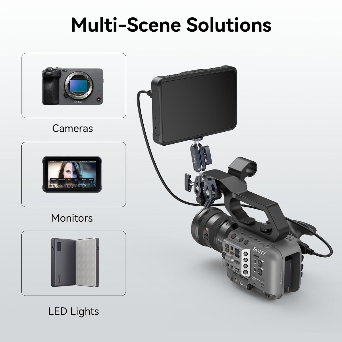 SMALLRIG Crab-Shaped Super Clamp, Camera Mount, 1/4"-20, 3/8"-16 Threaded Holes, 7.7lbs/3.5kg Payload, Compatible with Cameras, Monitors, LED Lights, etc.