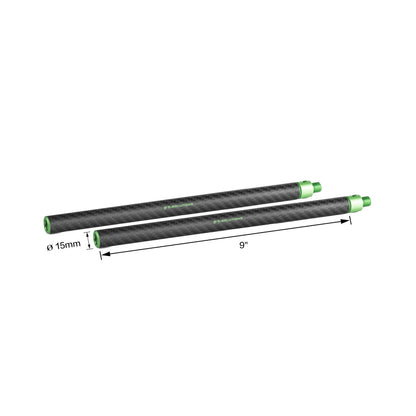 15mm Carbon Fiber Rod Set (9"), Lightweight & Rigid, Standard 15mm Diameter, Length: 9In / 23cm, for DSLR Rigs & Cine Setups, 9.VBROD13