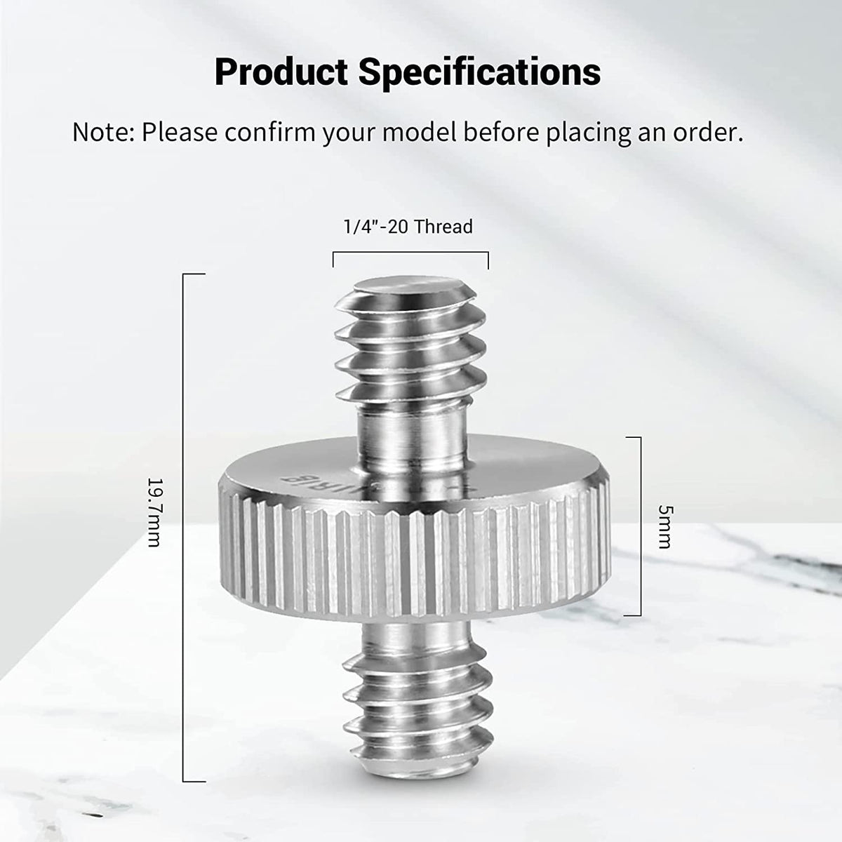 SmallRig 1/4" to 1/4" Male Threaded Screw Adapter Double Head Stud for Camera Cage Monitor LED Microphone, Pack of 2-828