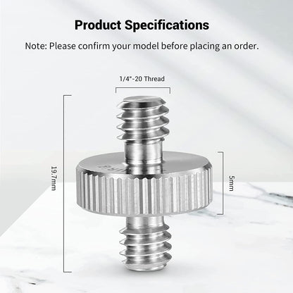 SmallRig 1/4" to 1/4" Male Threaded Screw Adapter Double Head Stud for Camera Cage Monitor LED Microphone, Pack of 2-828