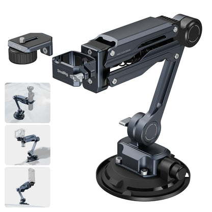 SMALLRIG Mini Shock Absorber Arm, 4-inch Vacuum Suction Cup, Double Spring and Hydraulic Damping, Car Mount for DJI Osmo Pocket 4 3/Action 6/5 Pro/4, for GoPro Hero13/12/11, for Insta360 X5/4/3-5123