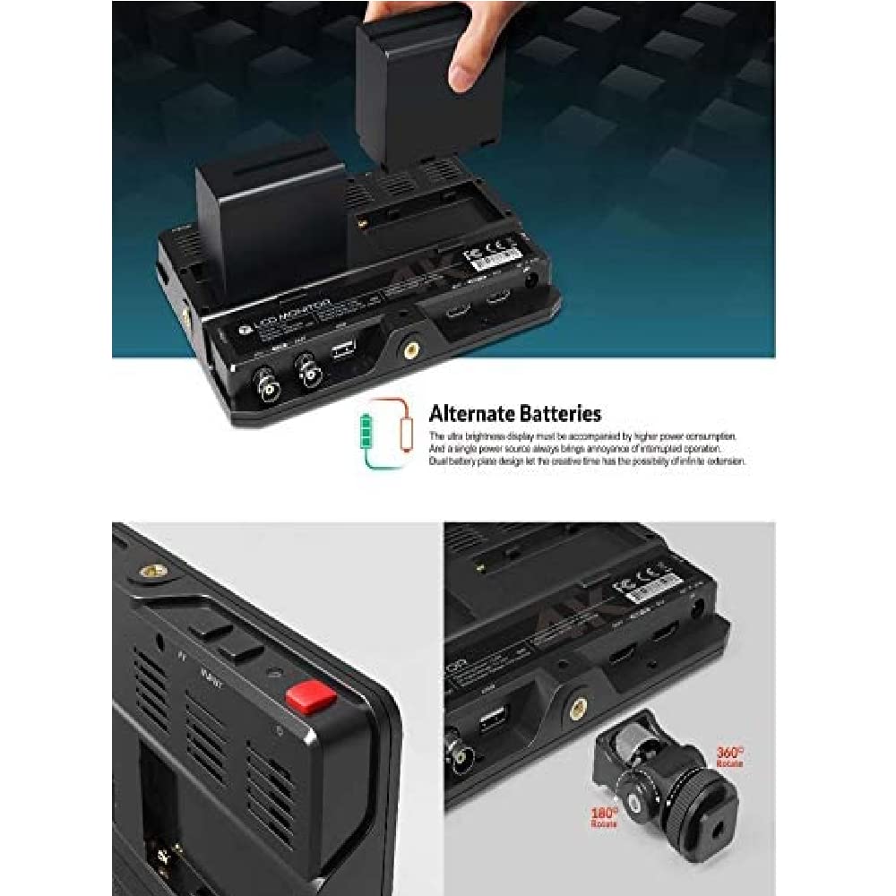 H7S 7" Full HD Field LED Monitor with 4K HDMI & SDI, Built-In Speaker, 1920x1200 - Grip Support Store