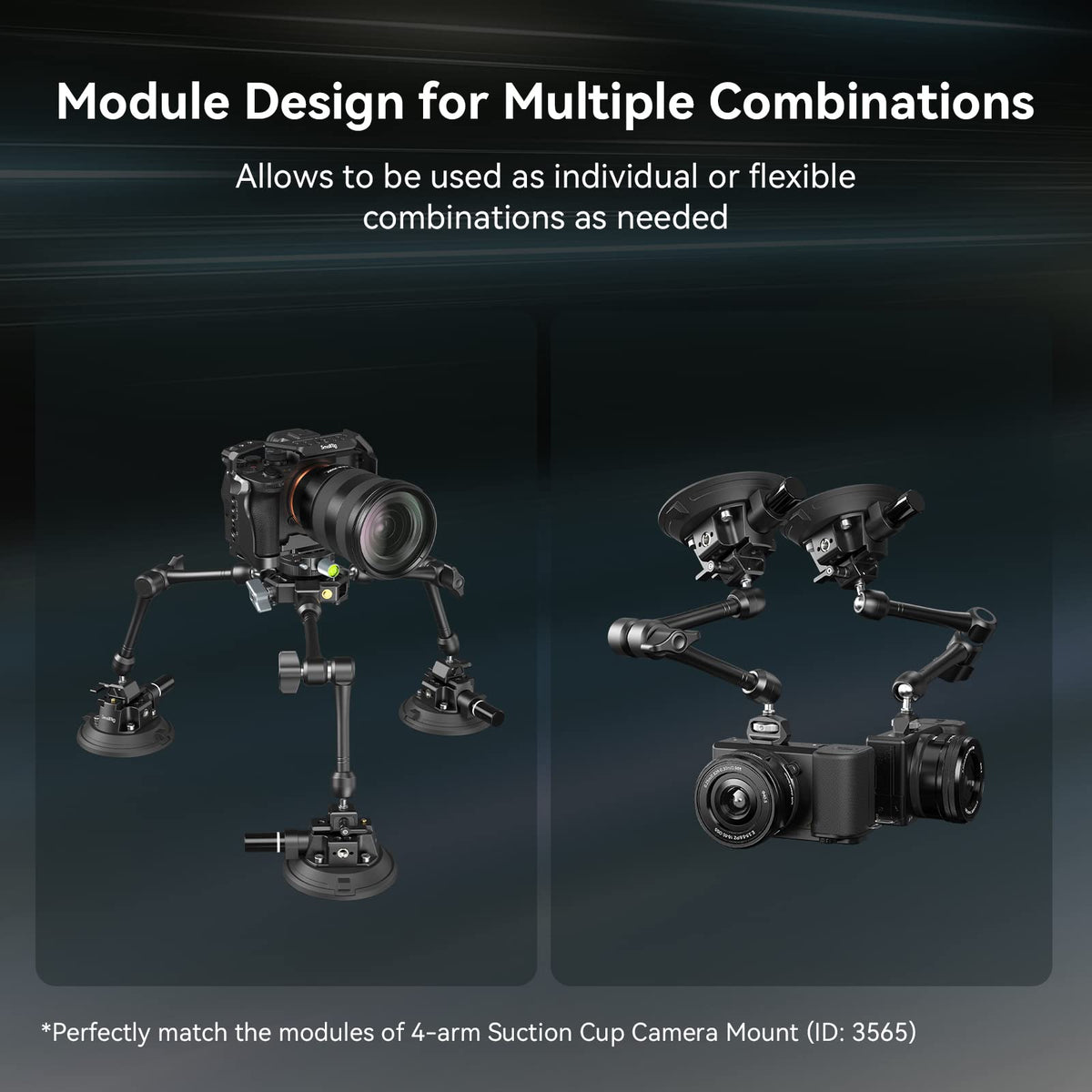 SMALLRIG 4″ Suction Cup Camera Mount, Car Mount for Cameras/Smartphones on Car/Clean and Smooth Surfaces, Max 2kg Load for Speeds up to 80km/h (50mph), Recommend 10kg Load When Stationary - 4122B