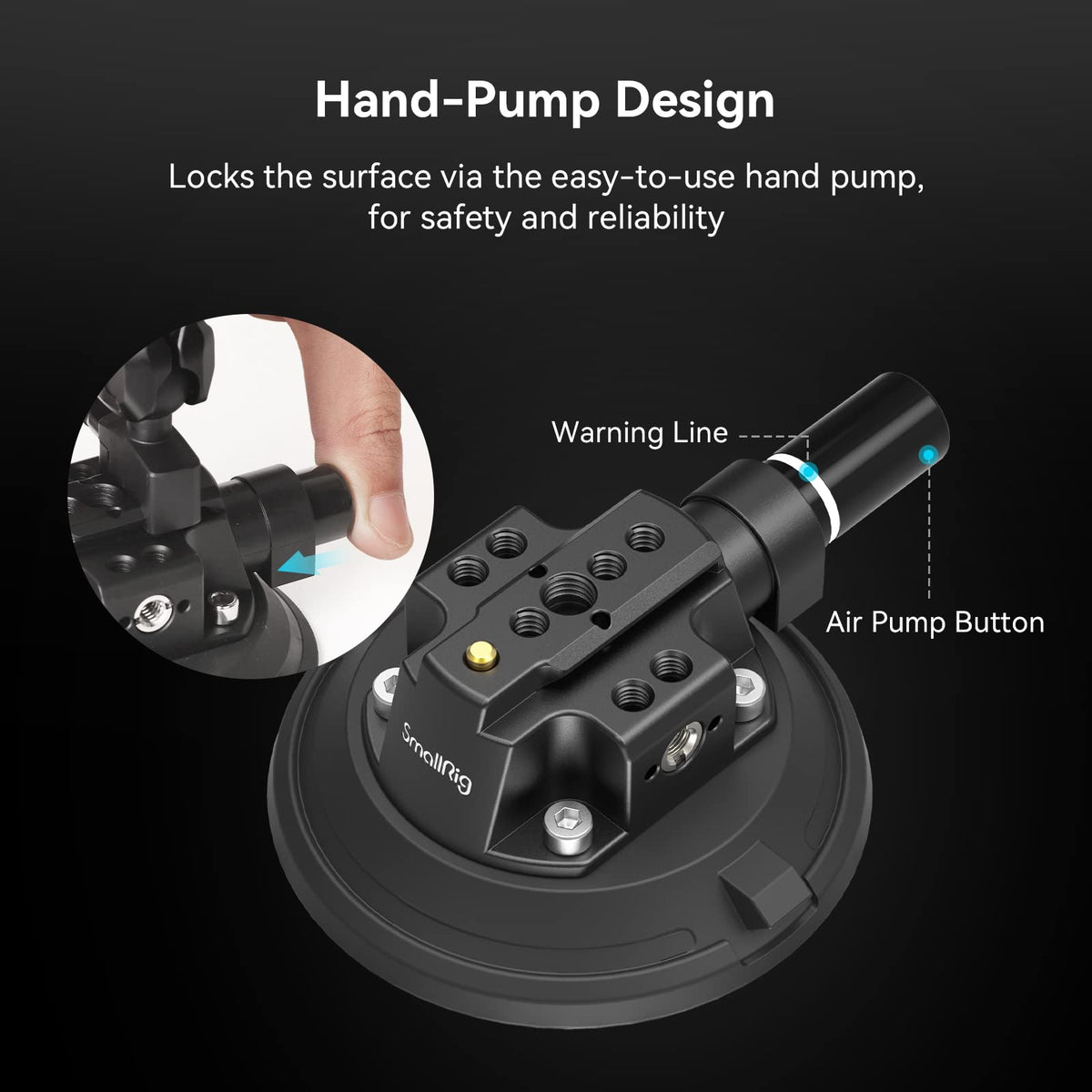 SMALLRIG 4″ Suction Cup Camera Mount, Car Mount for Cameras/Smartphones on Car/Clean and Smooth Surfaces, Max 2kg Load for Speeds up to 80km/h (50mph), Recommend 10kg Load When Stationary - 4122B