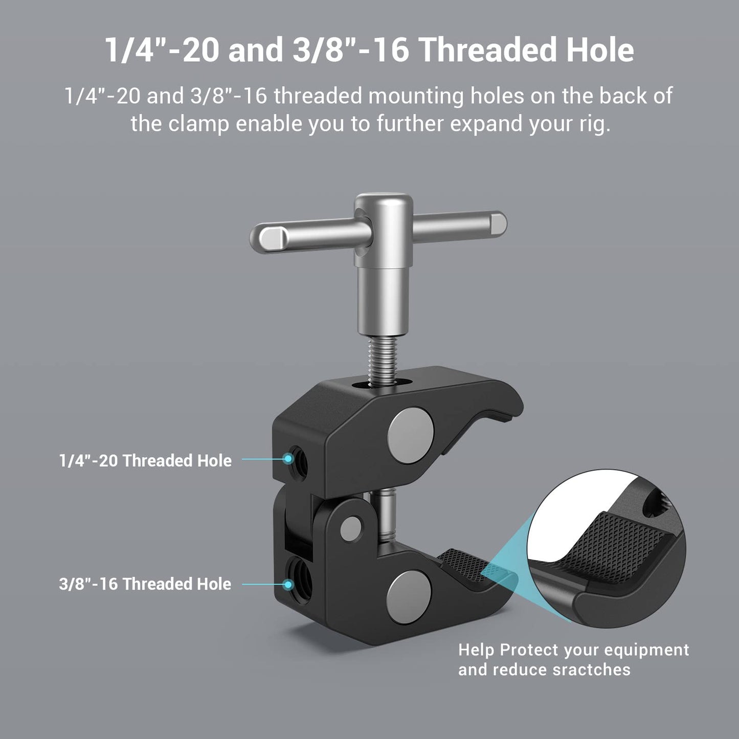 SMALLRIG Super Clamp w/ 1/4" and 3/8" Thread and 5.8 Inches Adjustable Friction Power Articulating Magic Arm with 1/4" Thread Screw for LCD Monitor/LED Lights - KBUM2730