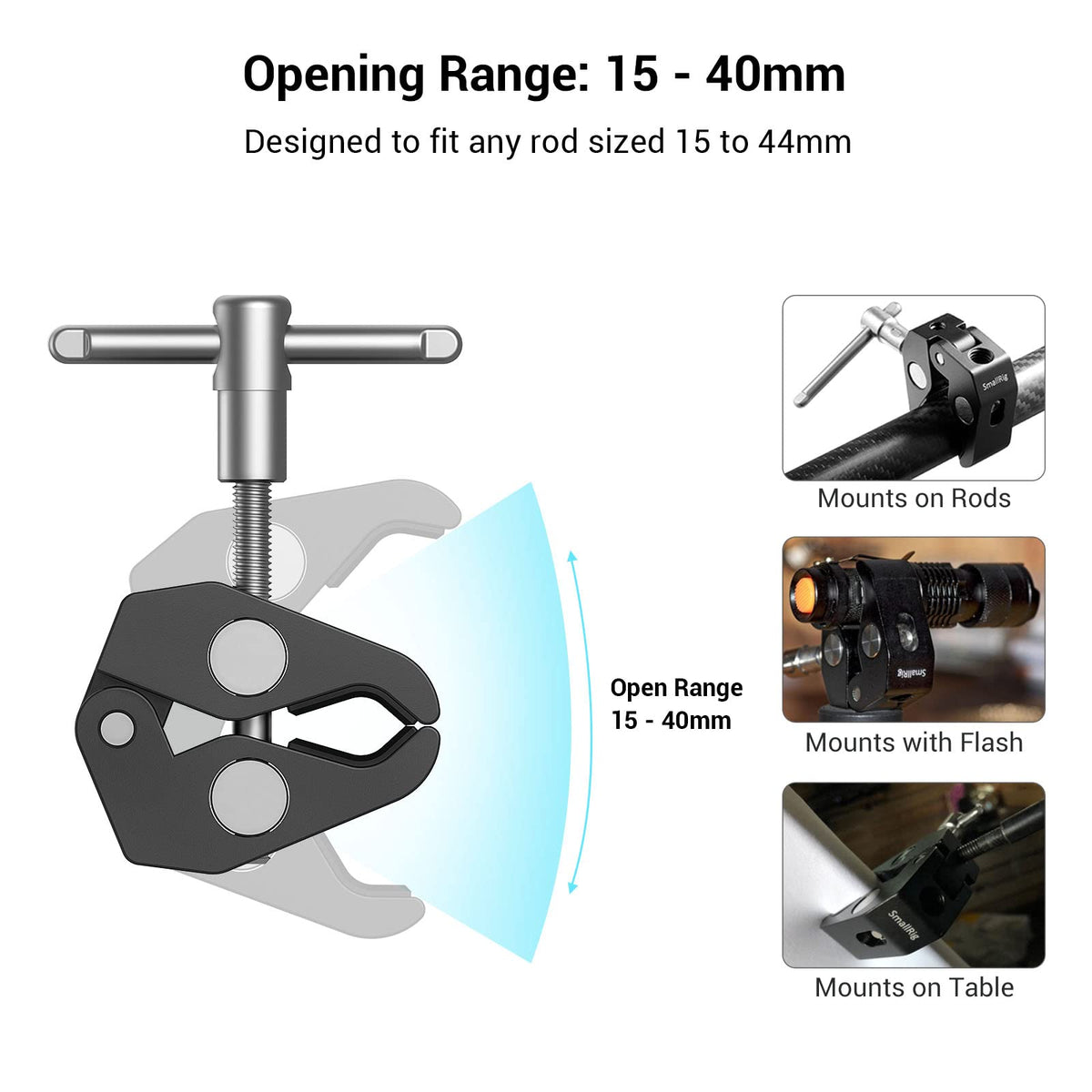 SMALLRIG Super Clamp w/ 1/4" and 3/8" Thread and 5.8 Inches Adjustable Friction Power Articulating Magic Arm with 1/4" Thread Screw for LCD Monitor/LED Lights - KBUM2730