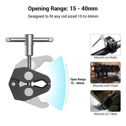 SMALLRIG Super Clamp w/ 1/4" and 3/8" Thread and 5.8 Inches Adjustable Friction Power Articulating Magic Arm with 1/4" Thread Screw for LCD Monitor/LED Lights - KBUM2730