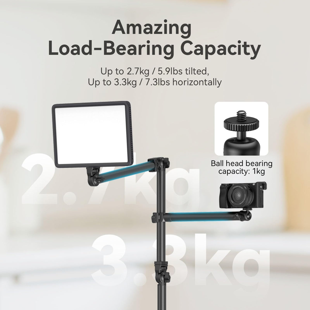 SMALLRIG Overhead Camera Mount, Camera Desk Mount Stand with Flexible Arm, 360° Rotatable Ball Head, DSLR Boom Arm Tabletop C Clamp for Photography Videography Live Stream - 4456