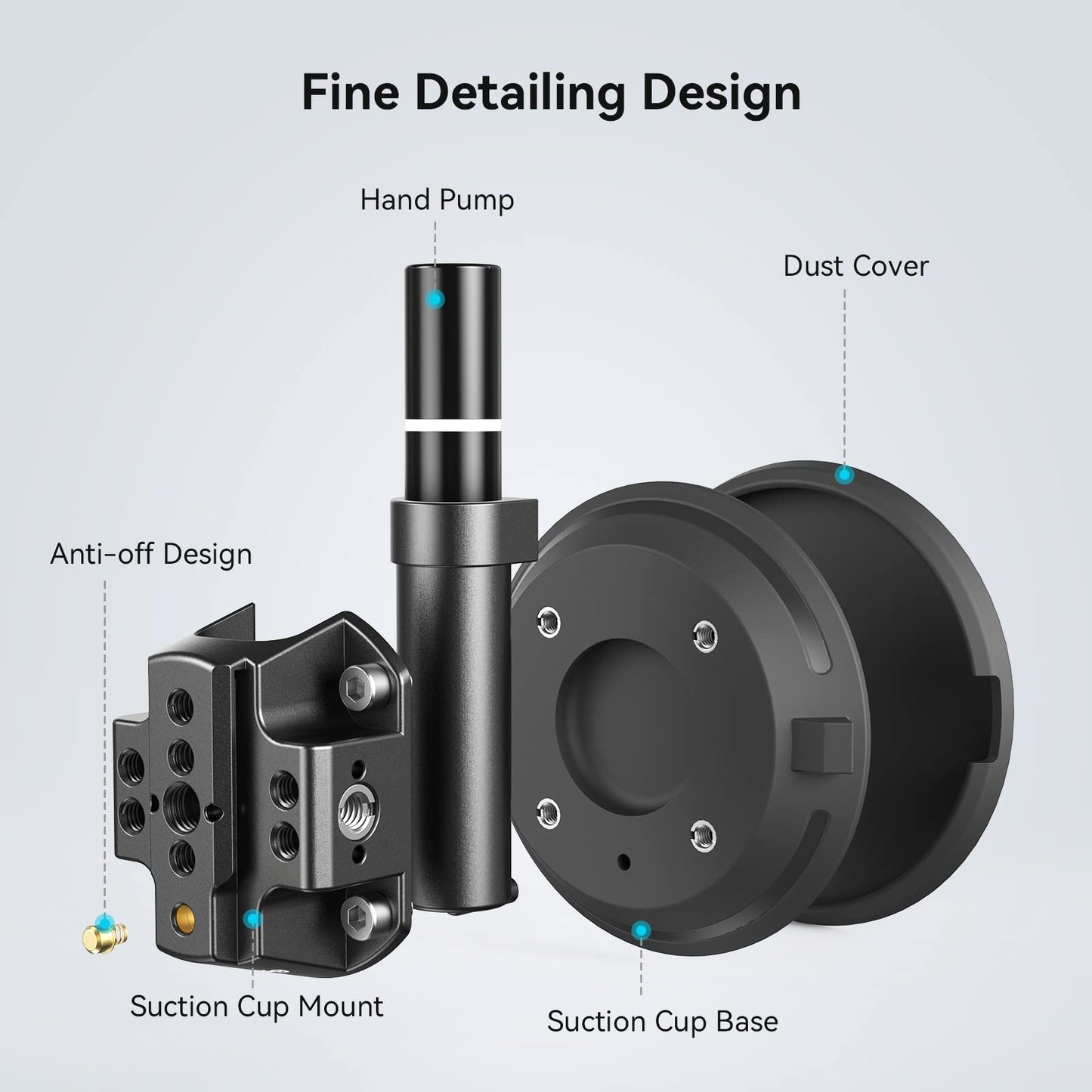 SMALLRIG 4″ Suction Cup Camera Mount, Car Mount for Cameras/Smartphones on Car/Clean and Smooth Surfaces, Max 2kg Load for Speeds up to 80km/h (50mph), Recommend 10kg Load When Stationary - 4122B