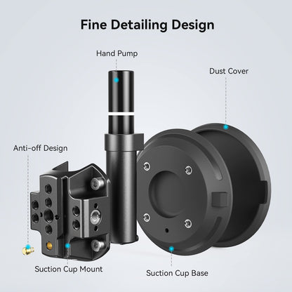 SMALLRIG 4″ Suction Cup Camera Mount, Car Mount for Cameras/Smartphones on Car/Clean and Smooth Surfaces, Max 2kg Load for Speeds up to 80km/h (50mph), Recommend 10kg Load When Stationary - 4122B