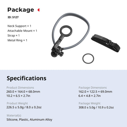 SMALLRIG Magnetic Neck Phone Holder with Chest Strap, Neck Mount for GoPro for DJI Action Camera, Hands Free Phone Holder for POV Recording, for iPhone 17/16/15/14/13/12, Metal Ring for Android - 5127