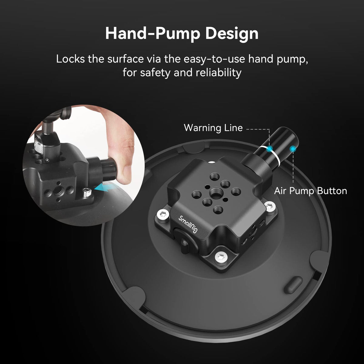 SmallRig 6″ Suction Cup Camera Mount, Car Mount for Camera/Smartphone on Car/Clean and Smooth Surfaces, Max 8kg Load for Speeds up to 80km/h (50mph), Recommend up to 15kg Load When Stationary - 4114