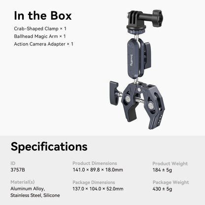 SMALLRIG Camera Mount Clamp, Ballhead Magic Arm and Adapter for Gopro, Camera Monitor Mount with 1/4"-20, 3/8"-16 Threaded Holes, Super Clamp for Gopro/DSLR/Stabilizer