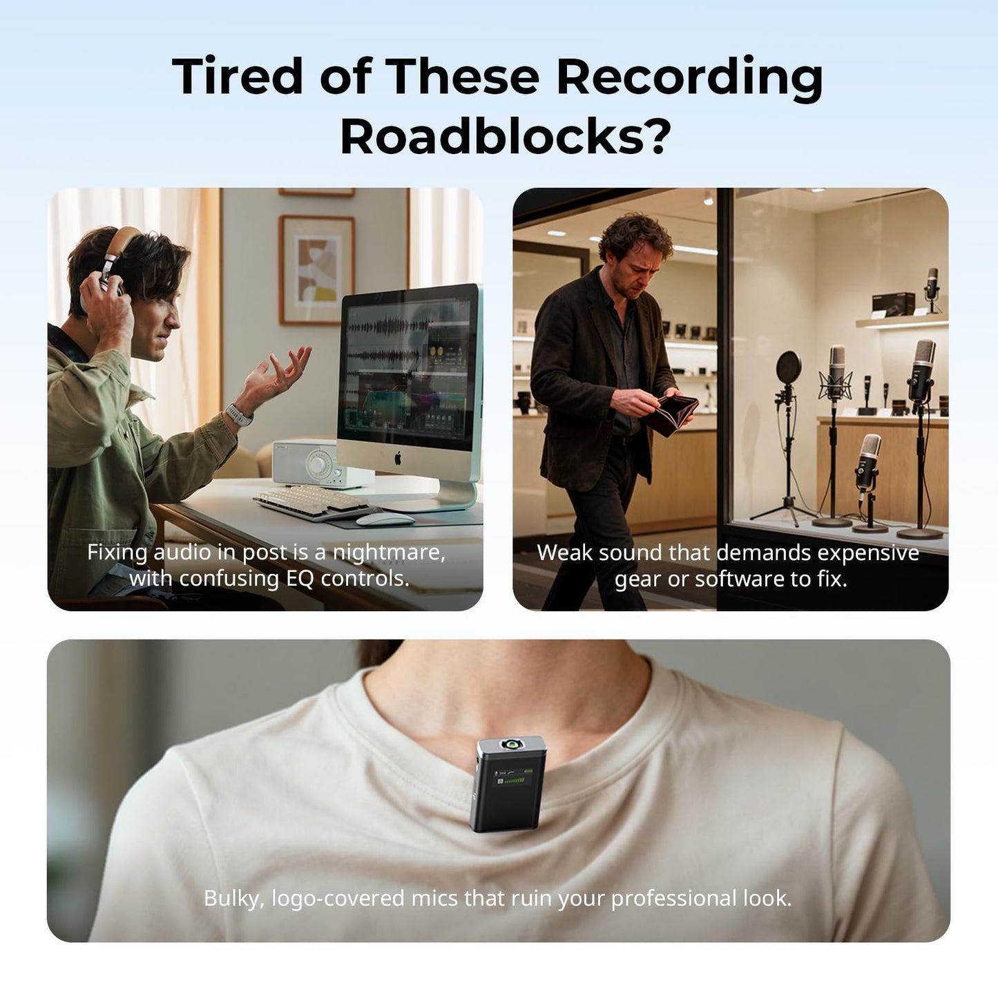 SmallRig S70 Wireless Mic (2 TX + 2 RX + Charging Case), Mini Lavalier Microphone for Phone/Camera Content Creation, Noise Cancelling for Vlog/TikTok/Interview etc. (Black)