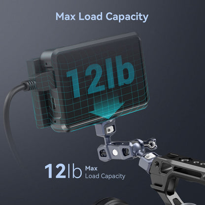 SmallRig Articulating Magic Arm with 3/8"-16 Locating Screw for ARRI and 1/4"-20 Screw (with Retractable Pins), 360 Degree Rotation, Max Load of 12 Ib for Monitor, Camera, and Lights 3874