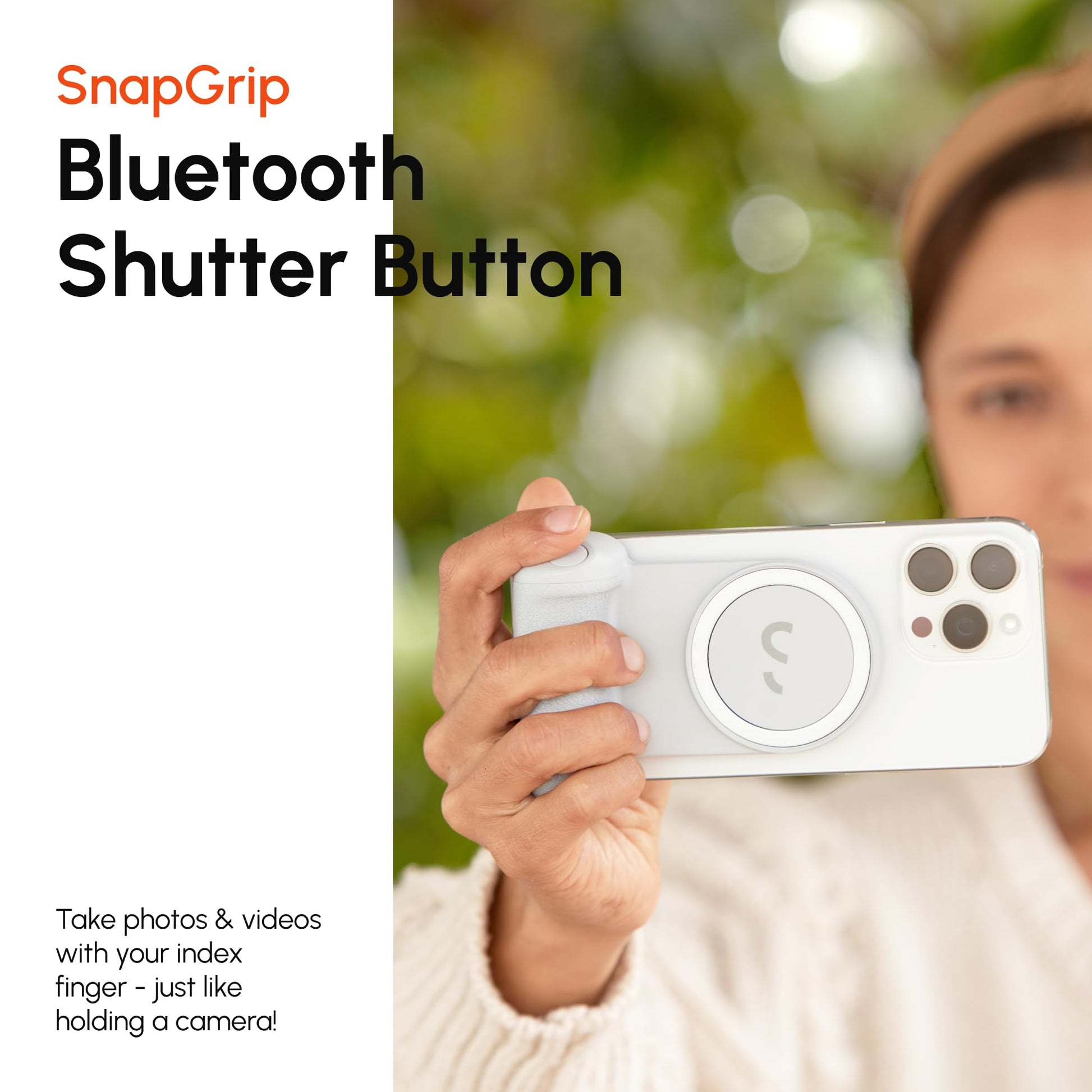 ShiftCam SnapGrip Pro - Mobile Battery Grip with Wireless Shutter Button - Magnetic Mount Snaps on to Any Phone - Grip Support Store