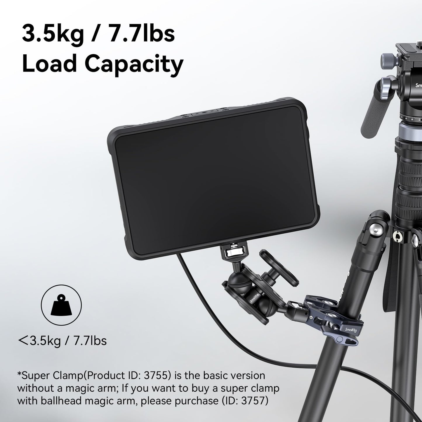 SMALLRIG Crab-Shaped Super Clamp, Camera Mount, 1/4"-20, 3/8"-16 Threaded Holes, 7.7lbs/3.5kg Payload, Compatible with Cameras, Monitors, LED Lights, etc.
