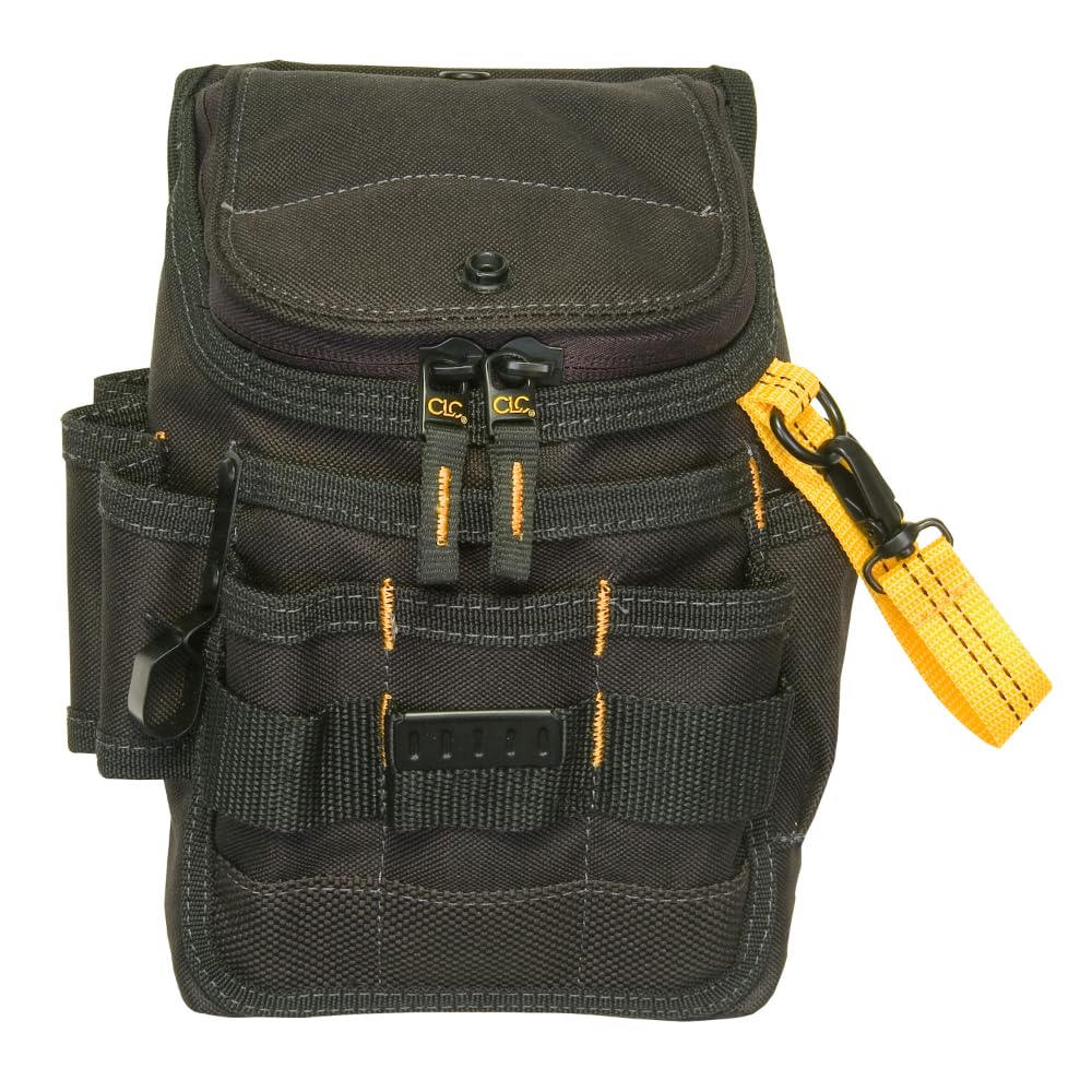 CLC Custom Leathercraft 1524 Ziptop Utility Pouch, Medium, Black, 11 Pockets - Grip Support Store