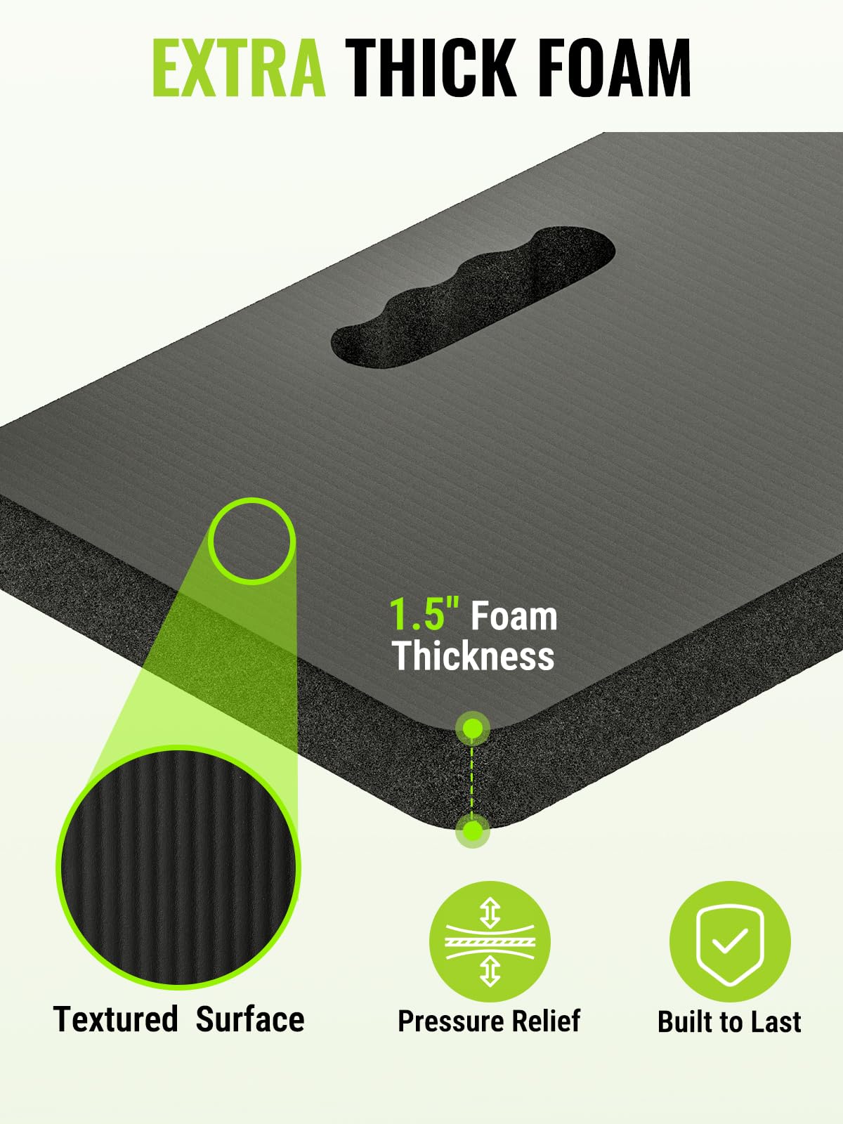 Extra Thick Kneeling Pad - 17.5 x 11 x 1.5 in, Black