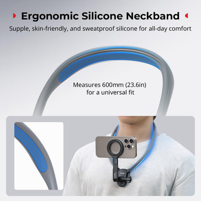 SMALLRIG Magnetic Neck Phone Holder with Chest Strap, Neck Mount for GoPro for DJI Action Camera, Hands Free Phone Holder for POV Recording, for iPhone 17/16/15/14/13/12, Metal Ring for Android - 5127