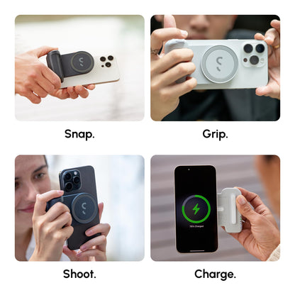 ShiftCam SnapGrip Pro - Mobile Battery Grip with Wireless Shutter Button - Magnetic Mount Snaps on to Any Phone - Grip Support Store