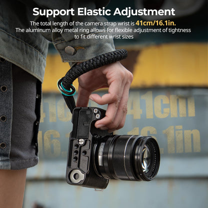 SMALLRIG Camera Wrist Strap, Universal Braided Camera Hand Strap, Adjustable Safety Strap Compatible for DSLR or Mirrorless Camera, Black - 4881