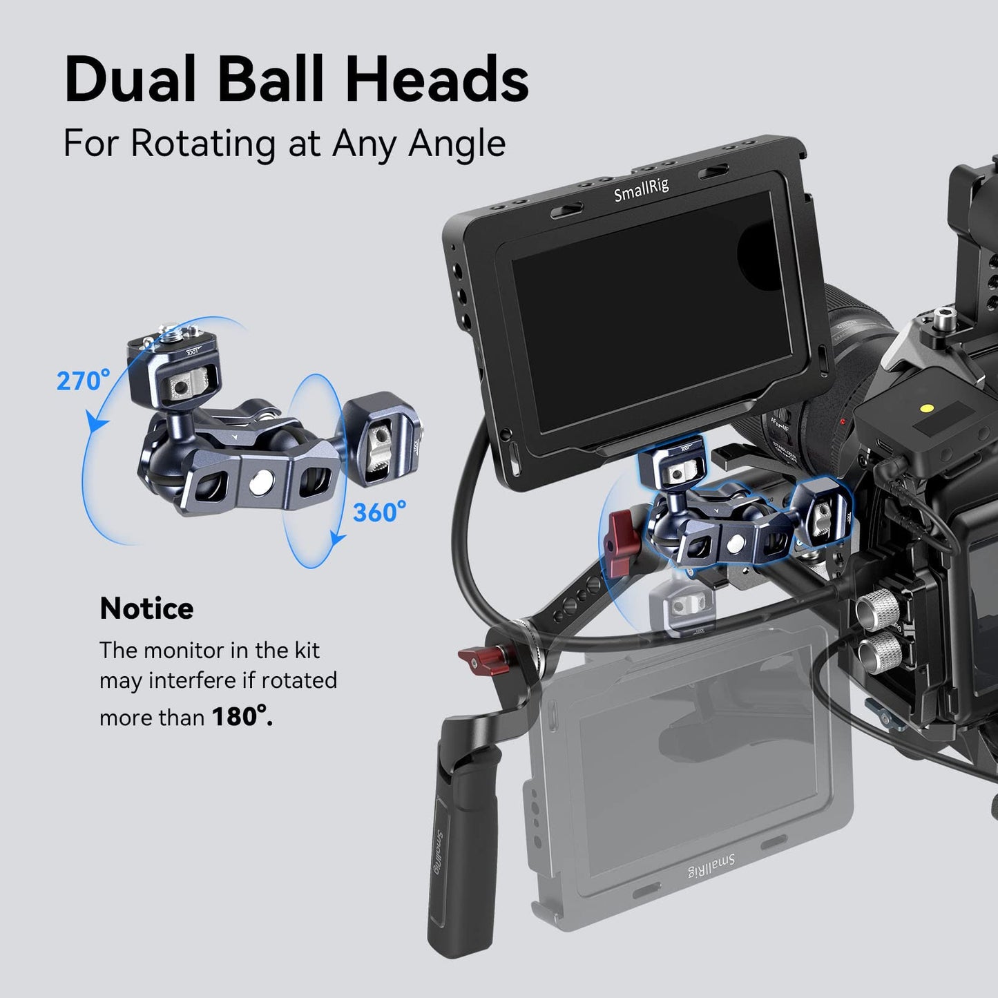 SmallRig Articulating Magic Arm with 3/8"-16 Locating Screw for ARRI and 1/4"-20 Screw (with Retractable Pins), 360 Degree Rotation, Max Load of 12 Ib for Monitor, Camera, and Lights 3874