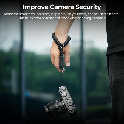 SMALLRIG Camera Wrist Strap, Universal Braided Camera Hand Strap, Adjustable Safety Strap Compatible for DSLR or Mirrorless Camera, Black - 4881
