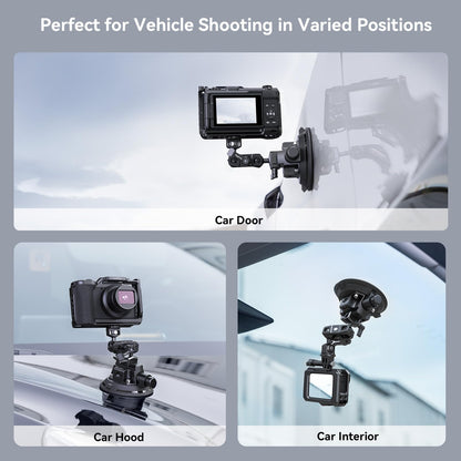 SMALLRIG 4" Camera Suction Mount with Ball Head Magic Arm, Car Mount for Lightweight Camera/Action Camera/Phone, Air Pump Vacuum Suction Cup, Max Load 3kg/6.6 Pound - 4236
