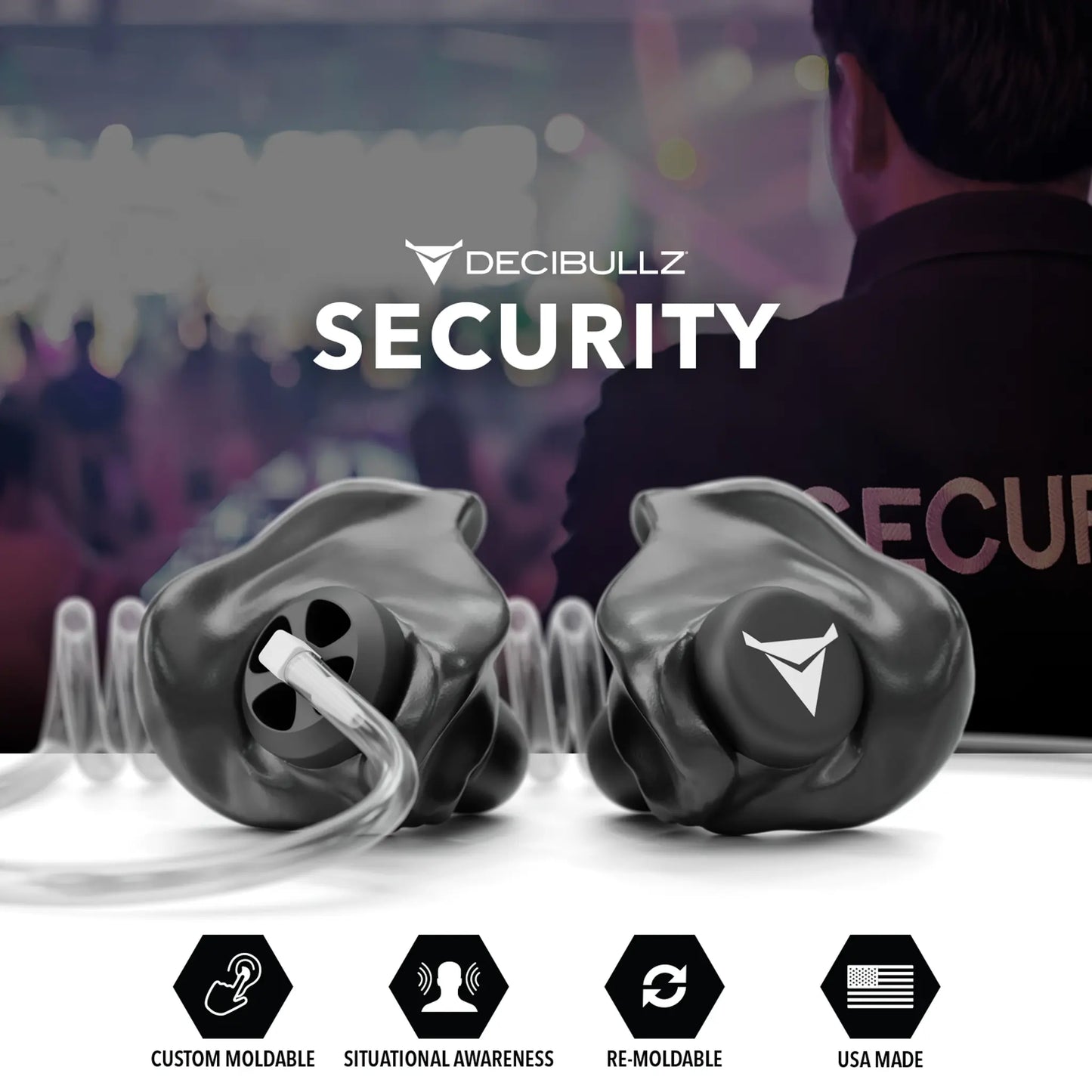 Custom Moldable Awareness Earpiece for Clear Tube, Radio, Surveillance, and Communication Headsets