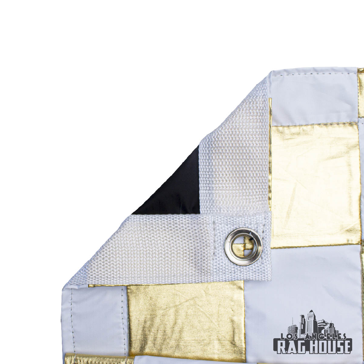 Gold/White Checker Lame by LA Rag House - gold and white checker detail
