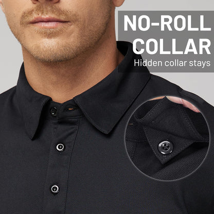 Show Black Polo Short Sleeve Shirts, Moisture-Wicking - Grip Support Store